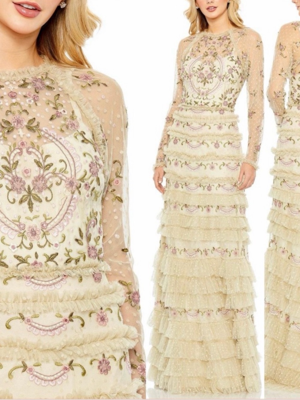 Mac Duggal 8030 Elegant Embroidered Tiered Maxi Dress